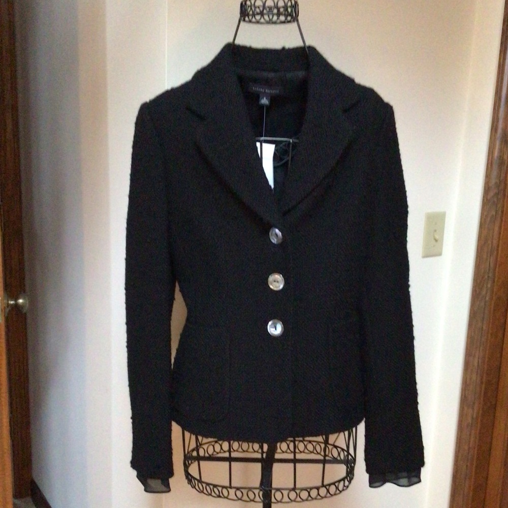 Banana Republic blazer, black on black tweed, 6, new with tags